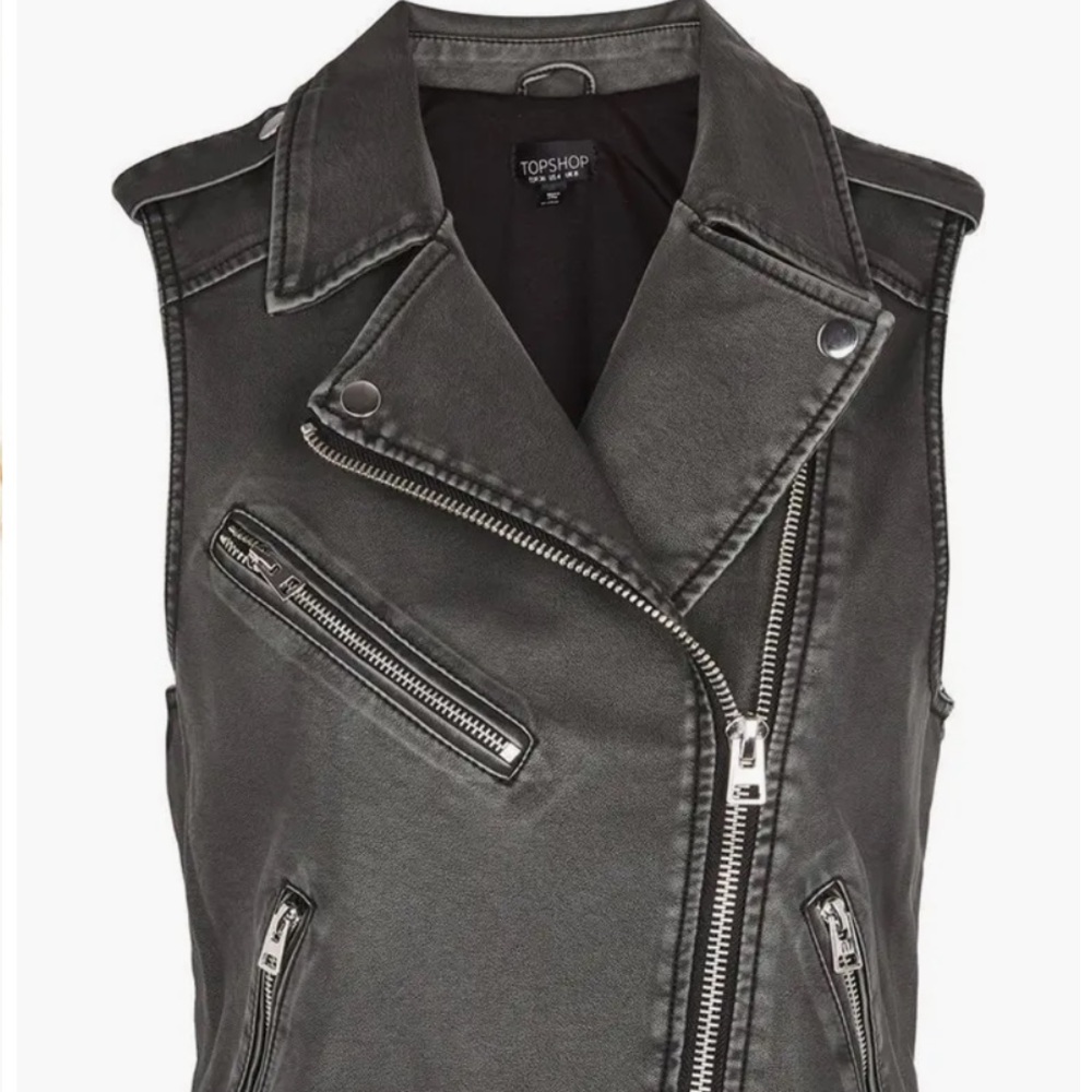 Topshop Black Leather Vest